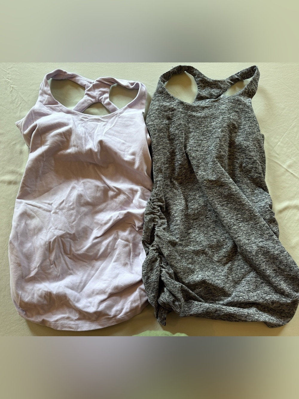 Set of 2 Women’s Racerback Maternity Tank Tops - Light Lavender & Heather Gray